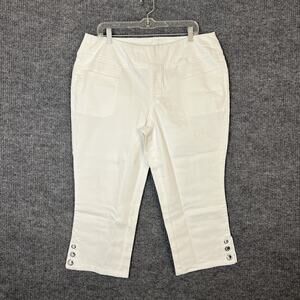 Belle By Kim Gravel Womens Triple Luxe Grommet Cropped Pants Sz 18WP White